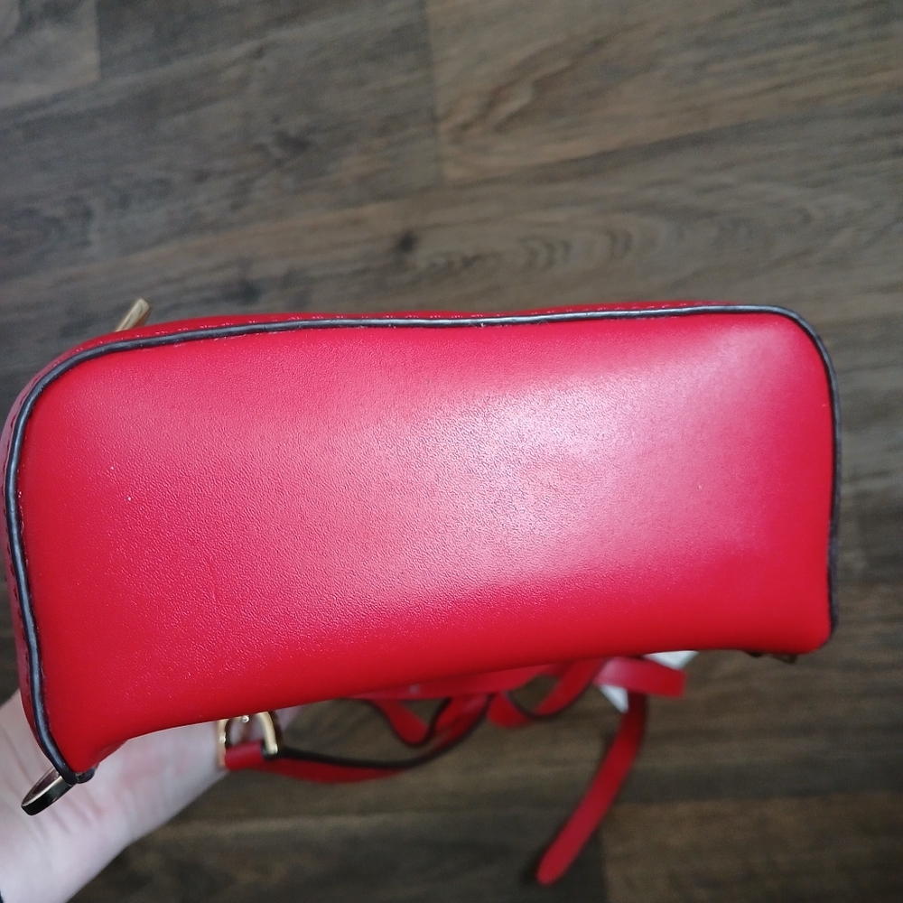 New Michael Kors Rhea Zip Mini Perforated Leather Backpack in Bright Red. - Picture 12 of 16